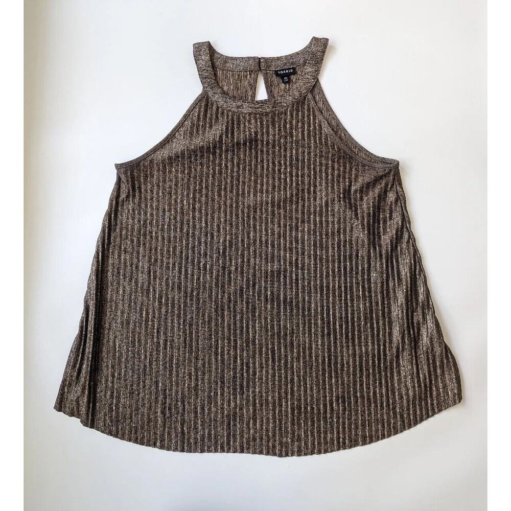 Torrid Size 00 Gold Metallic High Neck Dress Tank Top